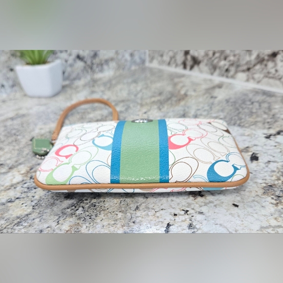 EUC Coach multicolored Signature Stripe Wristlet - Picture 8 of 11